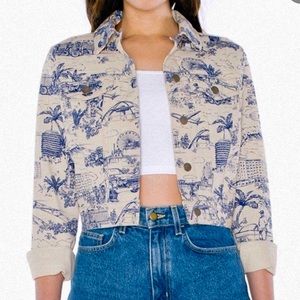 American Apparel Denim Crop print Jacket M, NEW